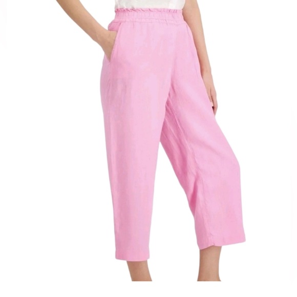 Charter Club Linen Cropped Pull-On Pink Bubble Bath Pants - Size LP - Picture 3 of 8
